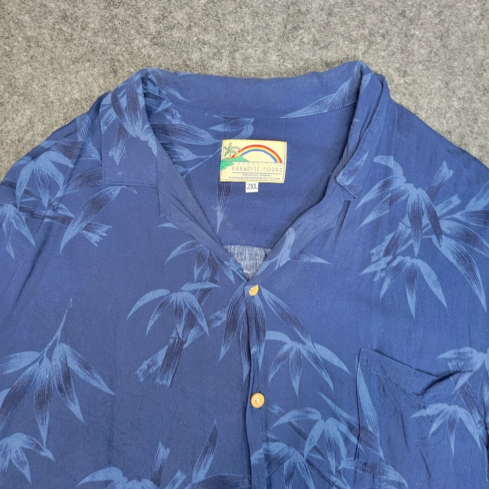 Camisa De Colección Paradise Found Para Hombres 2XL Azul Hawaiano Bambú Hecha en Hawaii Resort Foto 4 de 4