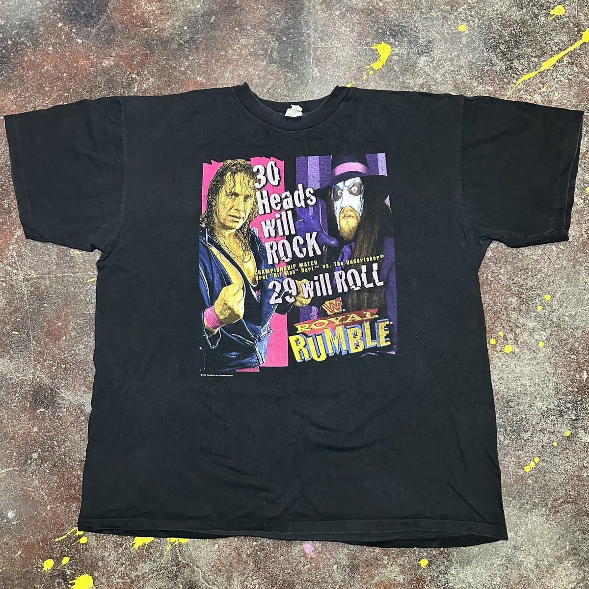 Vintage WWF Royal Rumble Shirt 1996 Bret Hart Undertaker WWE WCW