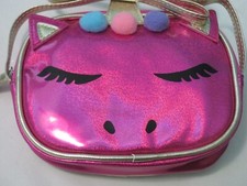 NEW GIRL'S METALLIC PINK CROSSBODY BAG UNICORN THEMED