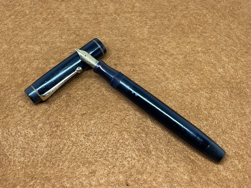 BLACK PARKER VICTORY VINTAGE FOUNTAIN PEN 14CT GOLD NIB COLLECTABLE ...