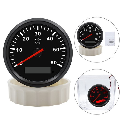85MM Car Boat Marine Tachometer 0-6000 RPM Rev Counter Gauge With LED Hourmeter - Picture 3 of 15