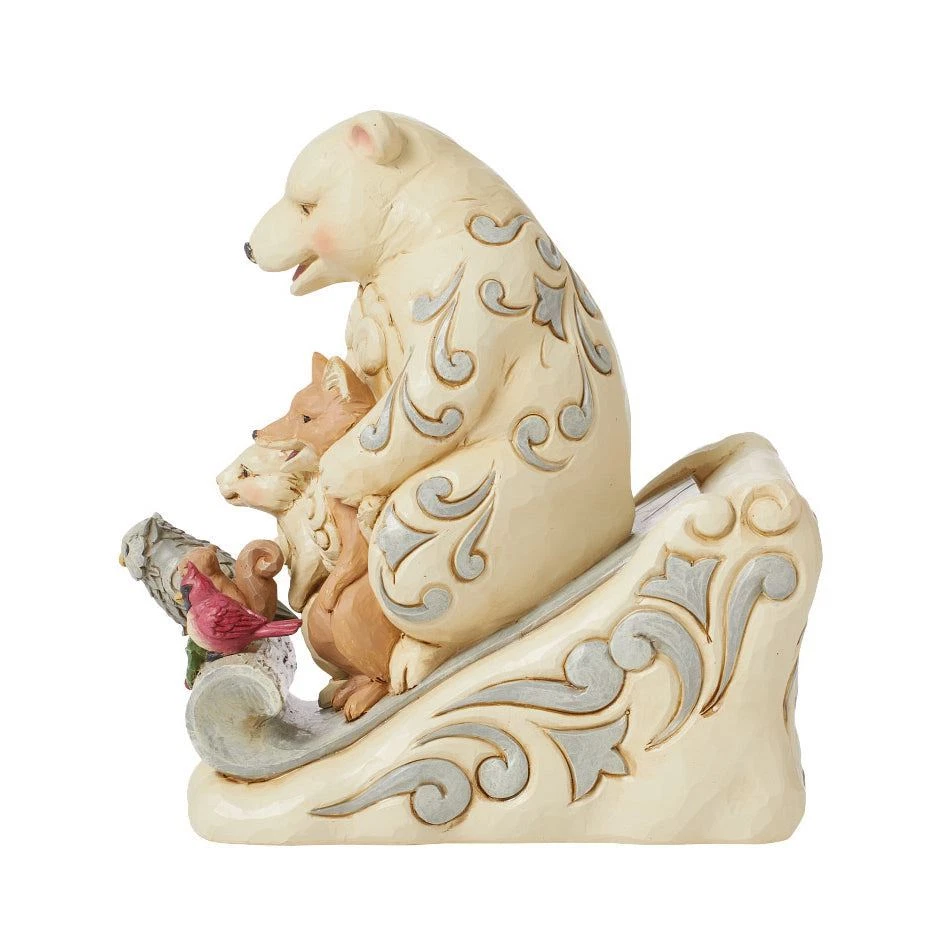 Jim Shore Heartwood Creek Animales del Bosque Blanco En Figura Tobogán 6015159 Foto 3 de 4