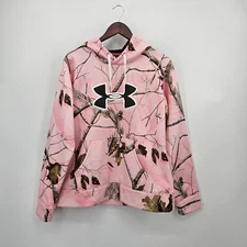 Under Armour Real Tree Pink Camo Hoodie Sweatshirt Women's Size Large Camouflage
