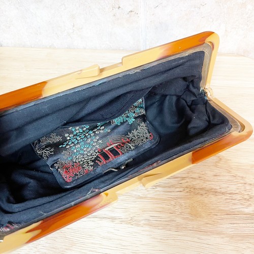 Vintage 80s Chinese Silk Brocade Clutch Purse Embroidered Matching Coin Purse - Picture 9 of 24