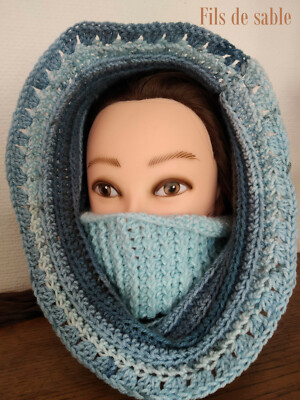 Snood, cache nez, écharpe au crochet