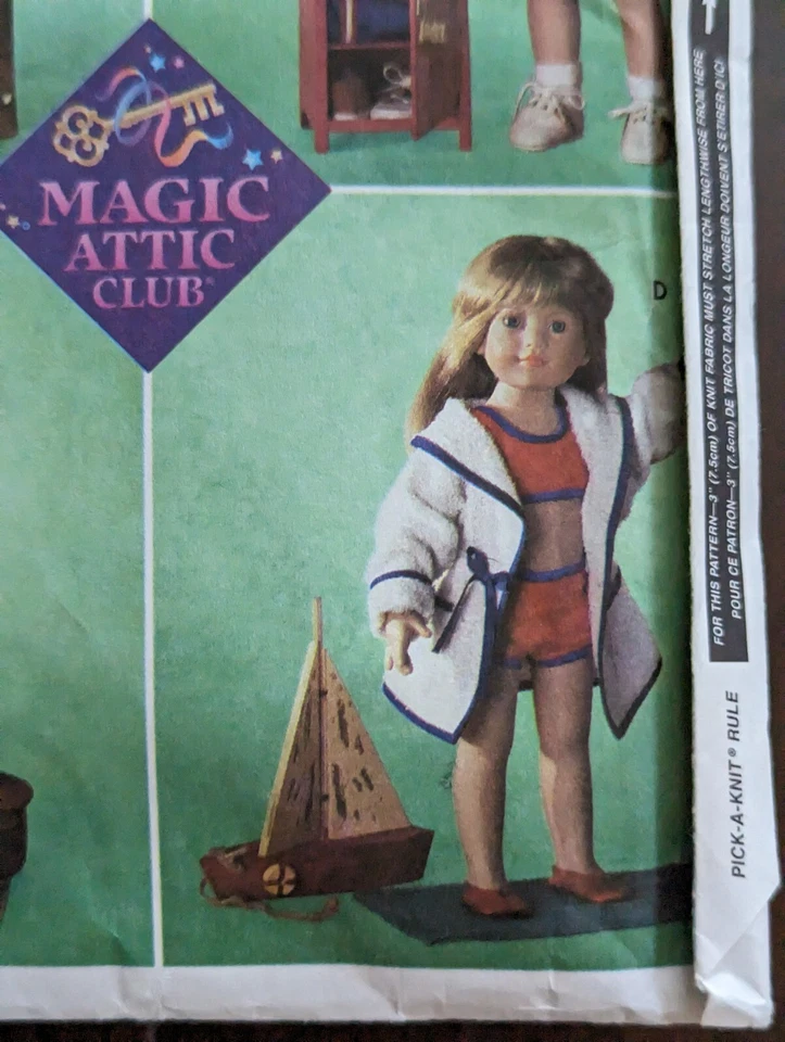 Simplicity 8549 Magic Attic 18" Fits American Doll pattern Baseball Swimsuit - Image 4 of 4