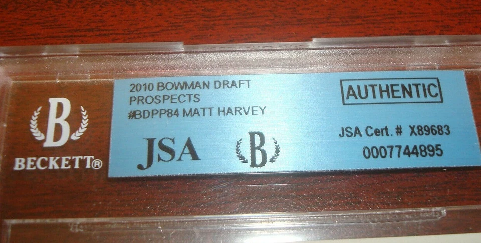 马特·哈维大都会队 2010 年第一张鲍曼新秀卡签名 JSA 认证亲笔签名 BGS — 第 4/4 张图片