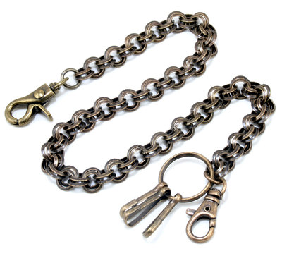 DK 2-Ring Biker Trucker Schlüsselanhänger Schlüssel Jeans Brieftaschenkette (26,5'') bräunlich CS126