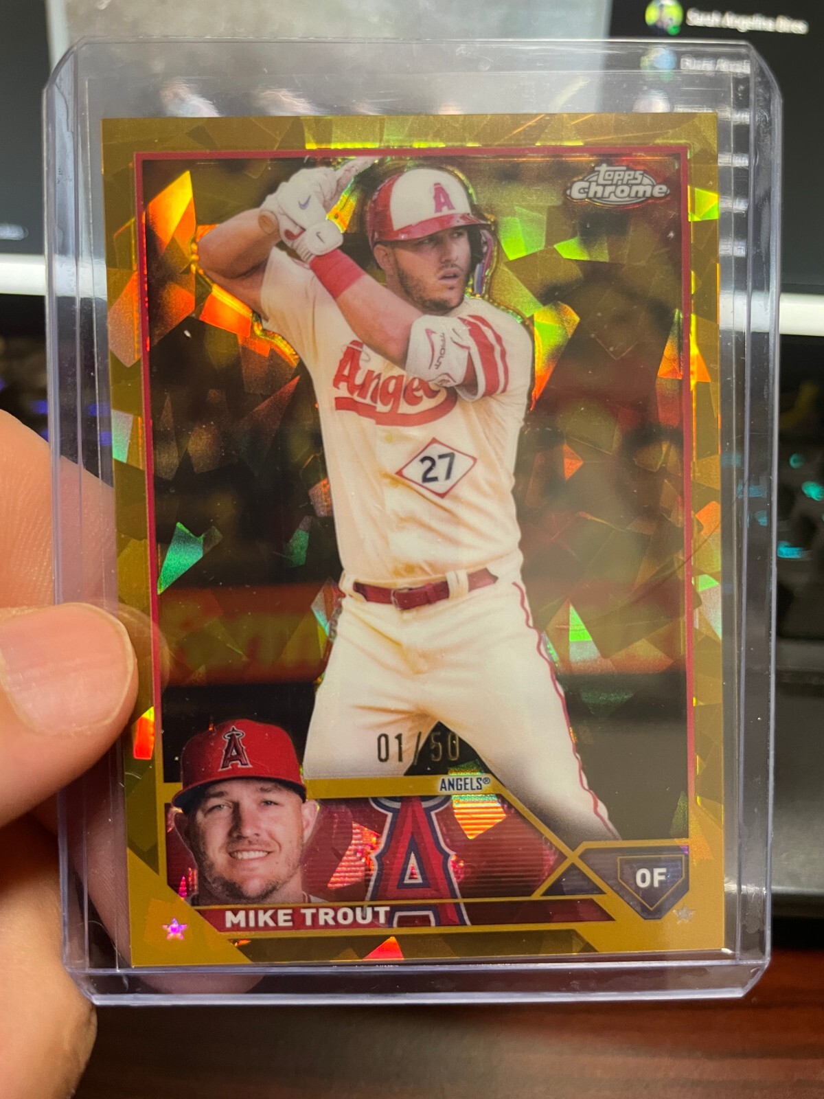 2023 Topps Chrome Sapphire MIKE TROUT Gold 01/50 ANGELS #27
