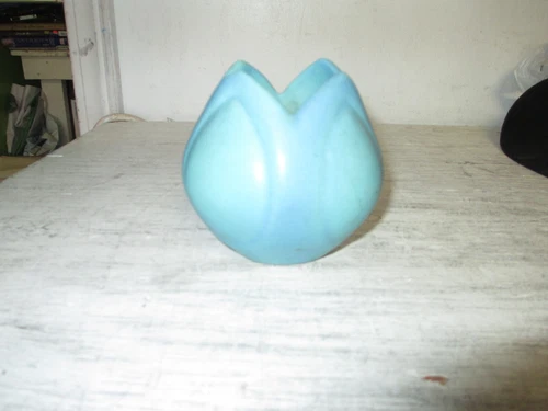 Vintage Van Briggle Pottery Turquoise Tulip Vase 3 1/2"