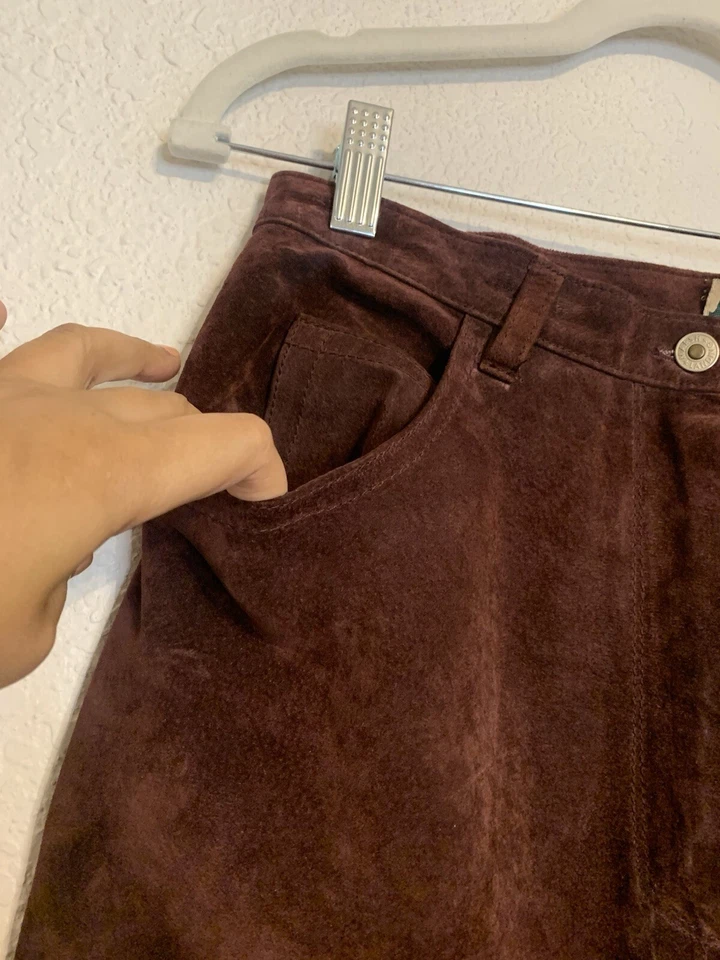 Винтажные женские кожаные бордовые брюки MARSH LANDING 80-е размер 12 - Изображение 3 из 4