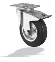 Transportrollen Lenkrollen Bremse Schwerlastrollen Vollgummi Rad Lenkrolle 75 Mm