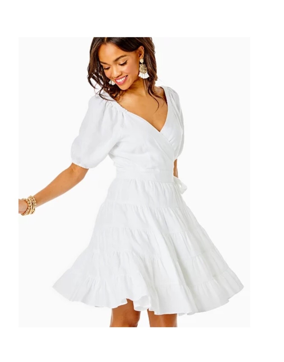 knee length dresses for ladies Linen Wrap Dress