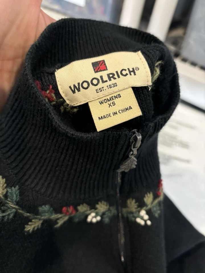 Suéter Tejido Woolrich Novedad Años 90 De Colección XS Mujer Navidad Bordados Árboles Foto 3 de 4