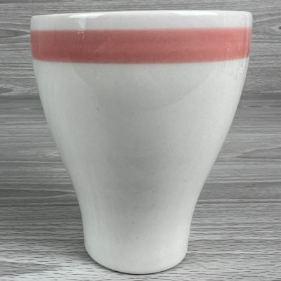 Vintage Double Egg Cup Arabia Finland Made Pink Stripe Cermaic Cup - Has Chip