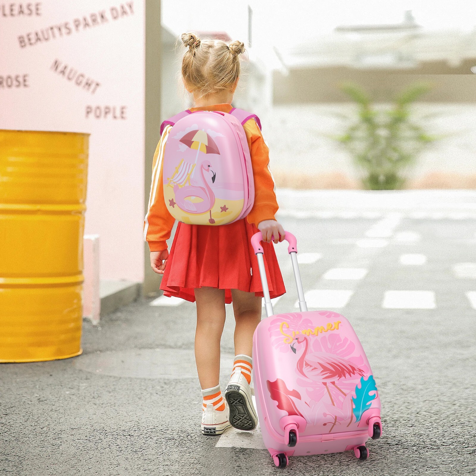 2 Pcs Kid Luggage Set 12” Backpack 16” Kid Carry on Rolling Suitcase