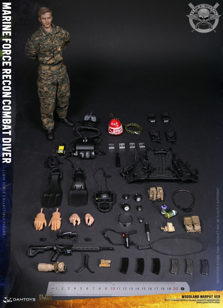 1/6 DAMTOYS 78055 USMC Marine Recon Combat Diver Woodland MARPAT