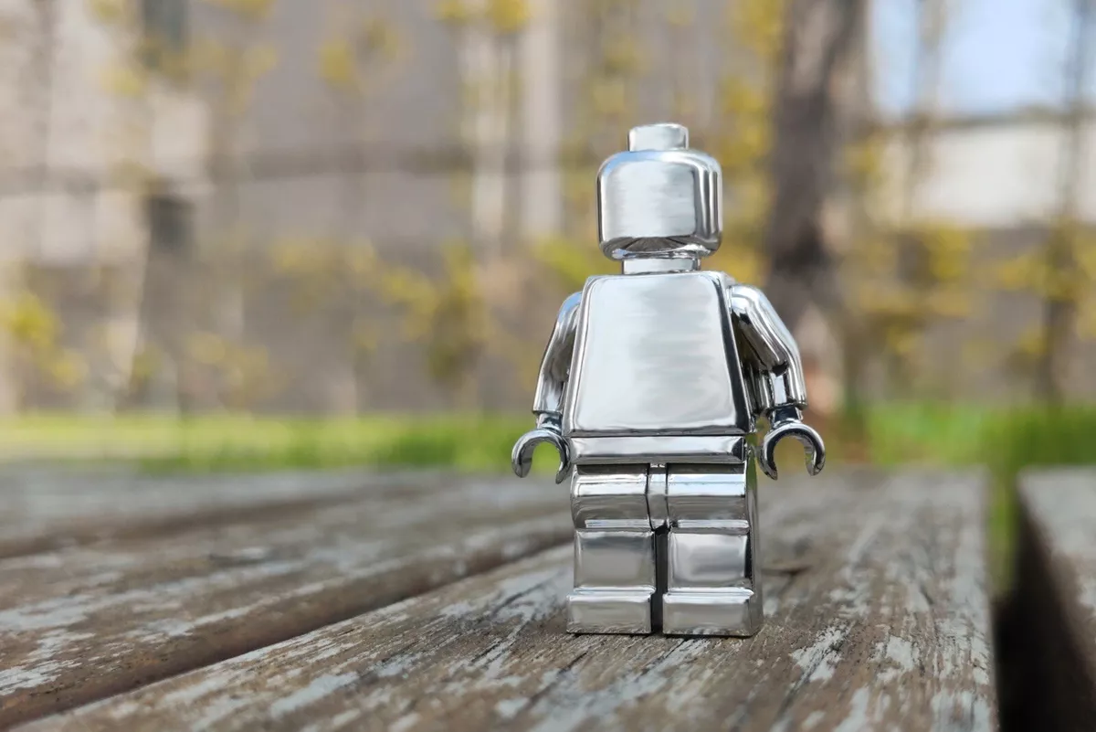 Silver LV Lego man Print