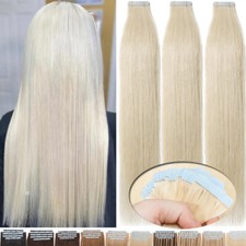 Invisible Tape In Real Remy Skin Weft Human Hair Extensions THICK Full Head 150G