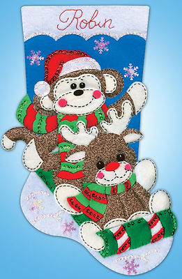Felt Embroidery Kit Design Works Sock Monkey Christmas Stocking