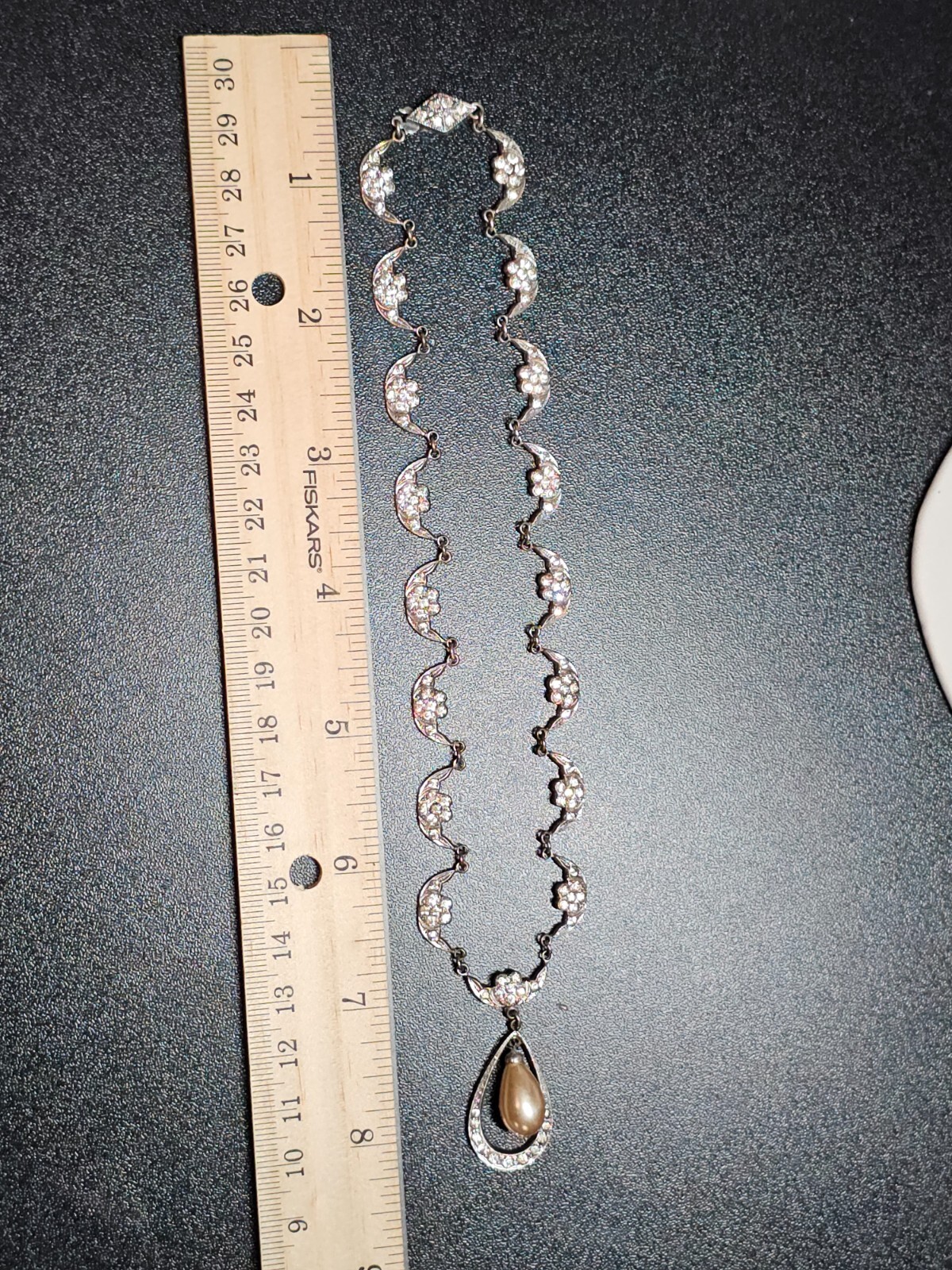 Exceptional Sterling Silver Deco Paste Pearl Drop… - image 7