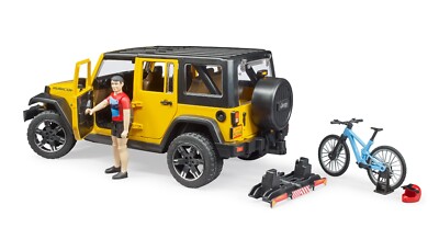 BRUDER Spielzeug 02543 Jeep Auto Mountainbike Radfahrer Ausstellungsstück Neu