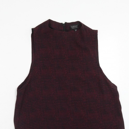 Topshop Womens Purple Geometric Polyester Blend Tunic Tank Size 10 Round Neck - Picture 3 of 10