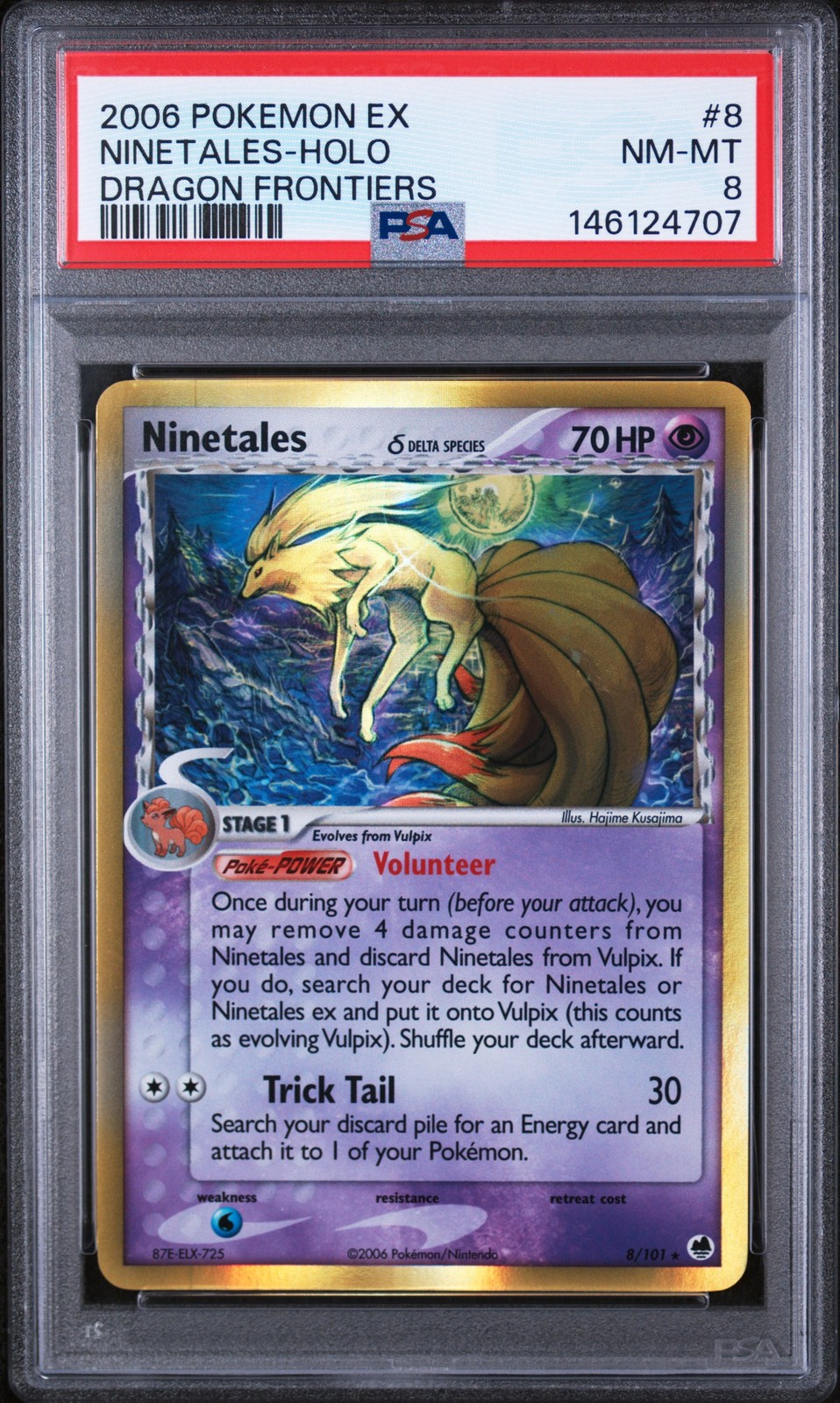 2006 POKEMON EX DRAGON FRONTIERS #8 NINETALES-HOLO PSA 8