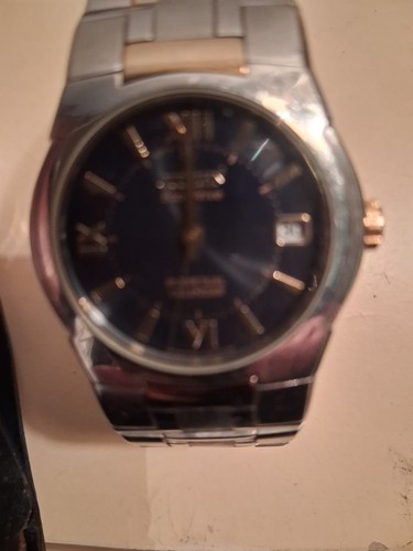 Citizen Eco-Drive Quartz WR100 Black Dial Date Silver SS Bracelet Men's 37mm