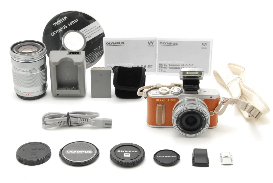 [Almost Unused SC:398] Olympus Pen E-PL8 Double Lens Kit Brown from JAPAN - Image 2 of 4