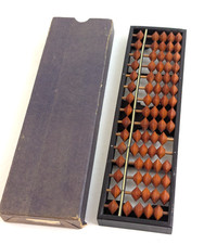 1950s Vintage Japanese Soroban Abacus Wooden 1x5 Beads 15 Rows w Case