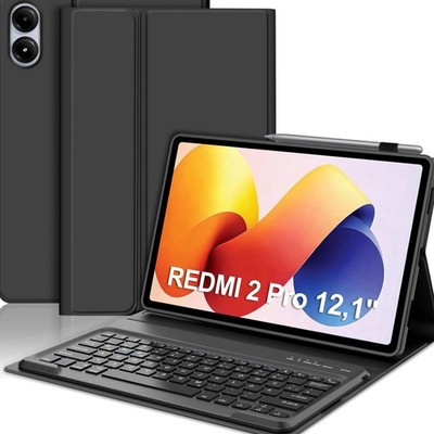 Hülle mit Tastatur für Xiaomi Redmi Pad 2 Pro 12,1 Zoll Bluetooth QWERTZ Schwarz