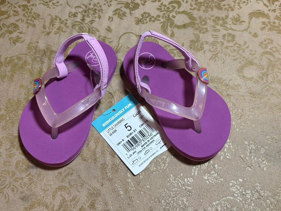 Encantadores zapatos chanclas REEF para niños pequeños/niños pequeños púrpura talla 5 Foto 4 de 4