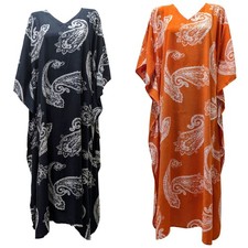 Womens Plus Size Kaftan Paisley Patterned Print Maxi Boho Loungewear Up To 34