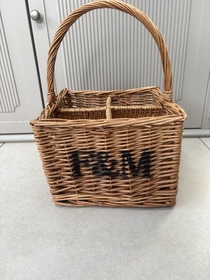 Fortnum & Mason Korbgeflecht 4 Flaschen Wein Trage Korb Picknick Getränke Halter