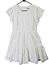 Antonio Melani Women Size 8 White Floral Lace Embroidered Babydoll Dress Tiered
