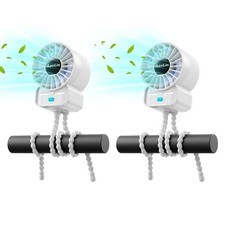 2 Pack Multifunctional Portable Stroller Fan 4 Speed 6600rpm High Speed Usb R...