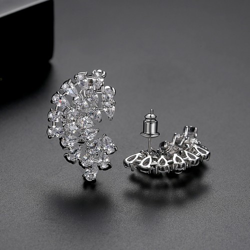 Mixed Color Jewelry Gradient Zircon Earrings Women's Banquet Gold Plated Fashion - Picture 4 of 14