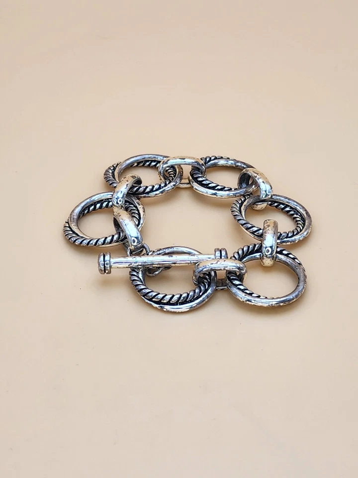 LAUREN By RALPH LAUREN Signed Sterling Silver Plate Large Rope Link Bracelet - Image 2 of 4
