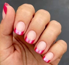 Red Aspen Press On Nails~ Hailey ~short square Pink