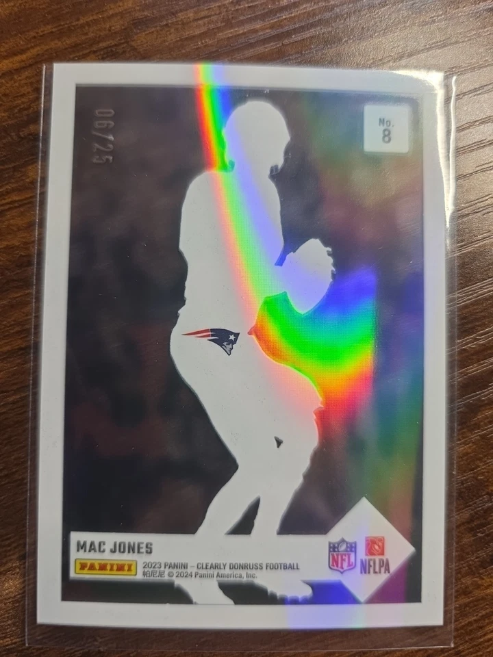 2023 Panini Mac Jones Clearly Donruss Retro 1993 holo Green /25 #8 Patriots - Image 3 of 4