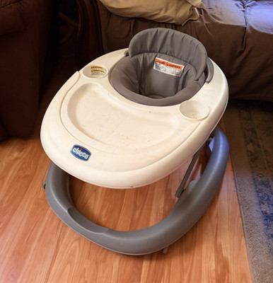 Chicco Baby Activity Walker Walking Aid w/ Tray, White & Gray