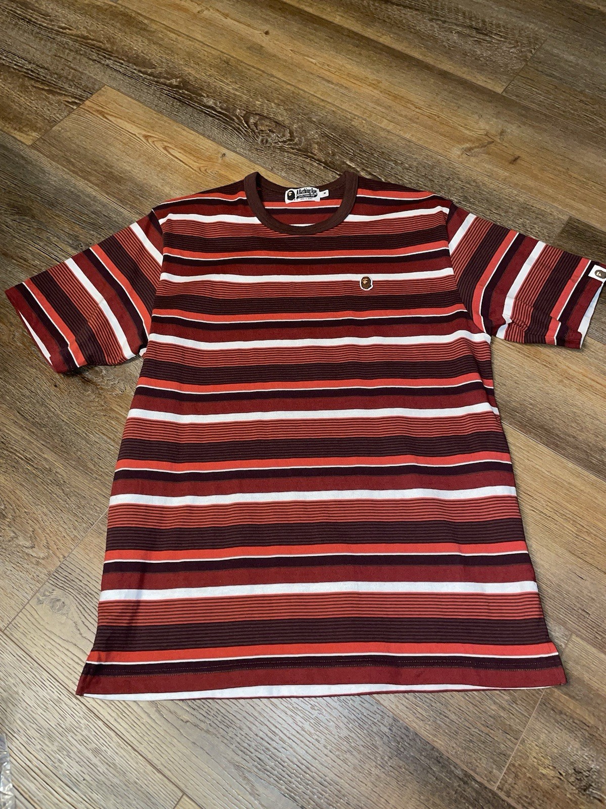 Bape One Point Hoop Stripe Shirt Mens Medium Relaxed Fit Preowned