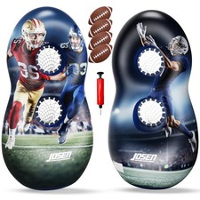 63" Inflatable Football Toss Game, Double-Sided Football Target with Dual-Hol...