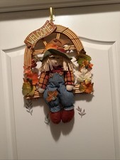 Rustic Scarecrow Fall Autumn Harvest Welcome Sign Wall Hanging Decor Seasonal