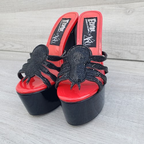 YRU x Elvira Spider Bomba Tacones Plataforma Gótico Rojo Negro Talla 6.5 - Imagen 4 de 23