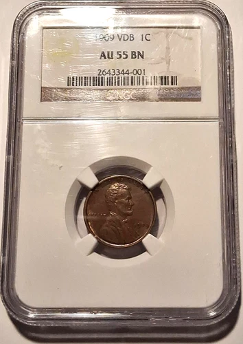 🔥1909 VDB 1C LINCOLN WHEAT BACK CENT NGC  AU 55 BN