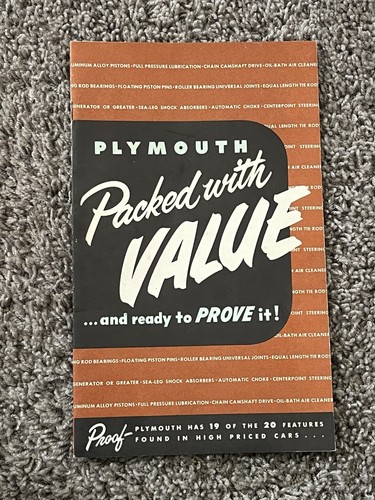 1950 Plymouth P-20 Special Deluxe Catalog Brochure, Packed With Value