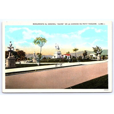 Postcard Peru Lima Monument to Antonio José de Sucre Luis Sablich, Callao -00188