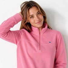 Vineyard Vines Washed Neon Pink 1/4 Zip Pullo...